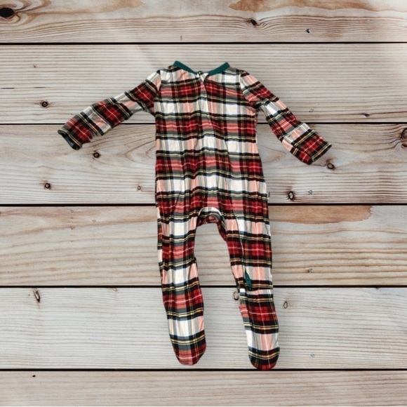 Free Birdees Double Zip Winter Holiday Plaid Onesie - Picture 1 of 7